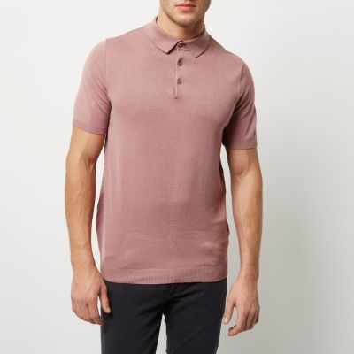 Pink slim fit polo shirt
